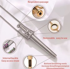 Silver Bump Straw Necklace Ergonomic Full Sized Snuff Tool (Snogo Clone)