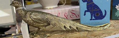 Brass pheasant bird figurine - brass,