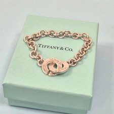 Tiffany & Co. 1837 Double Circle Interlocking Ring Chain Silver Bracelet Size 7"