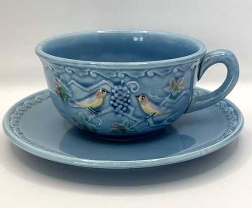 Majolica bluebirds and grapes - majolica,