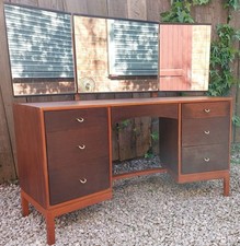 Mid Century Modern Sylvia and John Red stag duet dressing table with mirrors