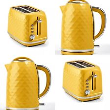 Yellow Diamond Textured 2-Slice Toaster & Kettle Set FAST BOIL FREE DELIVERY
