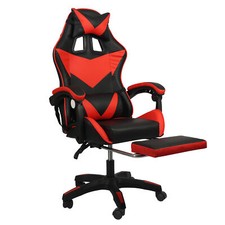 Gaming Chair Leather Racing Office Executive Recliner with Massage RED