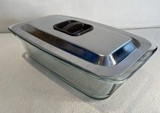 Philips Hostess Trolley EKCO Glass Dish with Stainless Steel Lid - VGC - 0342