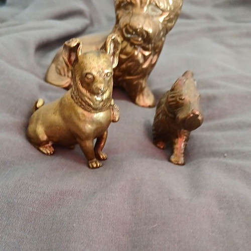 Solid brass terrier dogs - brass,