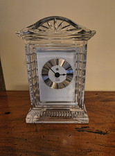 A Stunning ROYAL ALBERT HEAVY CUT CRYSTAL  MANTEL DESK CLOCK - PERFECT & WORKING
