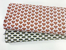Superhero Cotton Fabric DC Batman Superman  Logo Licensed Dressmaking + Craft