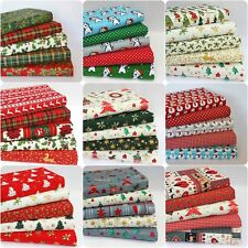 CHRISTMAS FABRIC LARGE REMNANTS BUNDLE 100% COTTON QUILTING SQUARES SCRAPS 