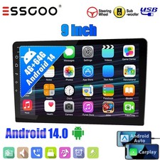 9" 4+64G Android 14 CarPlay Double DIN Car Stereo Radio WMA Head Unit IPS Screen