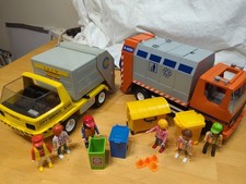 Playmobil 4418 Bin Lorry Garbage,  1 Vintage Truck. X 2 Recycling + Bin Peoples 