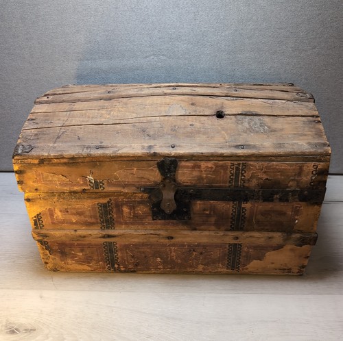 Antique wood doll - doll, trunk