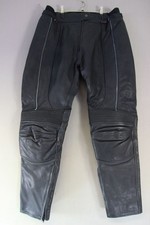 RST BLACK LEATHER BIKER TROUSERS + CE ARMOUR SIZE 18: WAIST 34"INSIDE LEG 30.5"