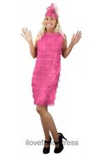 PINK FRINGE FLAPPER DRESS AND HEADBAND LADIES 1920S 1930S FANCY DRESS COSTUME