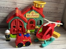 ELC Happyland Fire Station inc helicopter figures & small vehicle