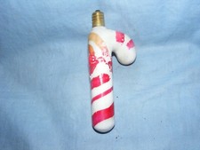 Christmas Figural Light Bulb Candy Cane Vintage Milk Glass Decoration C7 working