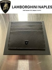 LAMBORGHINI CARD HOLDER WALLET 15848LLB000000 NEW BLACK LEATHER