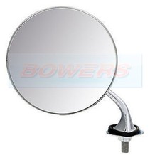 LEFT HAND LUCAS STYLE ADJUSTABLE CHROME ROUND EXTERIOR WING MIRROR CLASSIC CAR