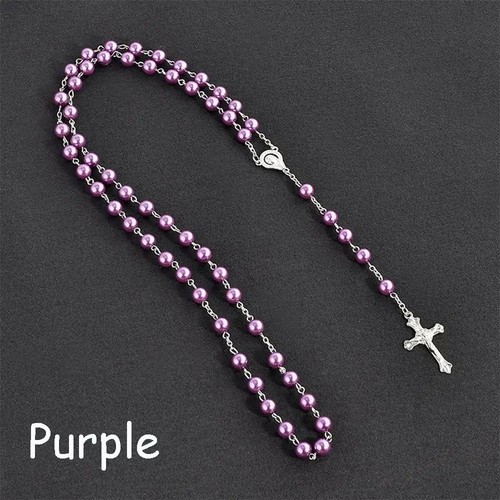 White rosary beads - rosary, silver