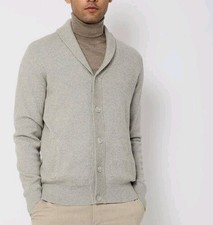 Mens Grey Cardigan Cotton Blend Marks And Spencer Size M