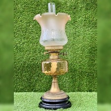 A Stunning Antique  Amber  Coloured Oil Lamp  56.5cm