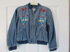 Next girls 6 years embroidered birds+ flowers lightweight denim jacket coat