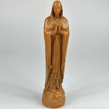 Antique French Religious Mary Notre Dame De Lourdes Elegant Painted Chalk Statue