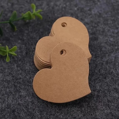 Heart tags shaped - heart, kraft