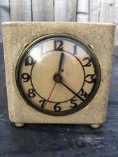 Vintage Art Deco Goblin electric mantel clock working vinyl brass alarm 1930/40s