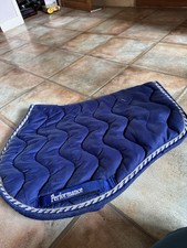 BLUE SHAPED SADDLEPAD WITH SILVER ROPE EDGING FULL