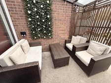 Rattan Patio Furniture Set 4-Piece Garden Sofa, 2 Chairs & Coffee Table Outdoor