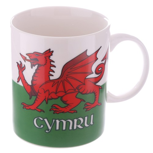 Welsh dragon porcelain mug - welsh,