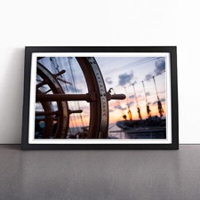 Nautical Ship Helm Framed Wall