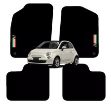 Carsio Tailored Carpet Car Floor Mats For Fiat 500 2012+ Onwards logo 4 Clips