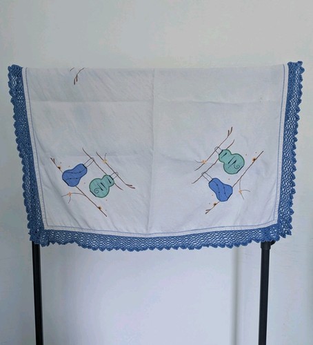 Vintage blue white linen - &,