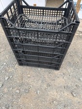 4 x Very Shallow Handy Size  Black Colour Stackable Storage Crates (331)