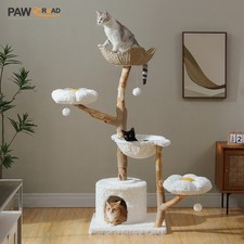 PAWZ Road Large Cat Tree Tower Natural Wood Scratching Post Wicker Basket 150cm