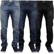 Ex-M&S Mens Denim Jeans Straight Leg Regular Fit Plain Blue Black Dark All Sizes
