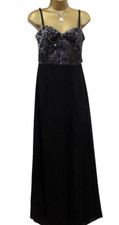 Lipsy Black Sequin Maxi Dress 18 Side Slit Evening Party Occasion Chiffon Prom