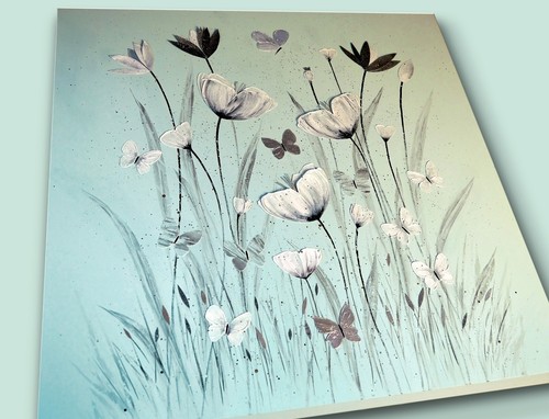 Duck egg blue - blue,, flowers