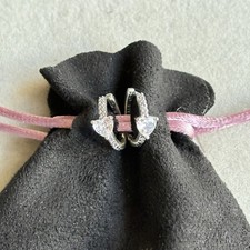 NEW Pandora - Pave CZ Crystal Heart Hoop Earrings