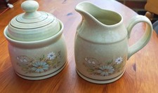Vintage 70s Royal Doulton Lambethware Florinda milk jug and sugar bowl with lid