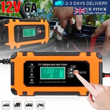 Smart Caravan Campervan Car Battery Charger Pulse Repair 12V 6A AGM/GEL LCD 2024