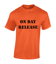 ON DAY RELEASE MENS T SHIRT FUNNY PRISON JAIL DESIGN FANCY DRESS HALLOWEEN TOP