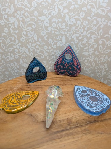 Handmade resin planchette bird - resin,