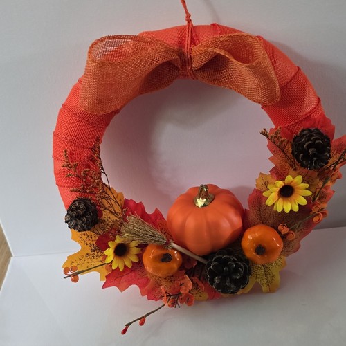 Hand decorated autumn wreath - hand,