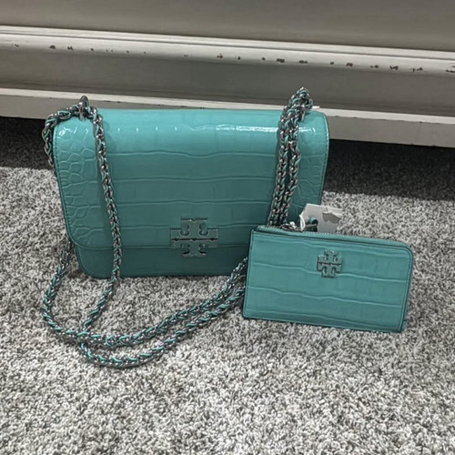 Tory burch blue croc embossed - burch,
