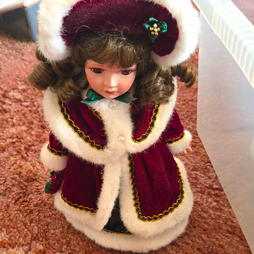 Porcelain girl doll curly - girl,
