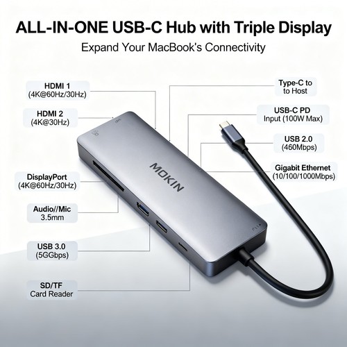 Mokin usb hub - hub, display