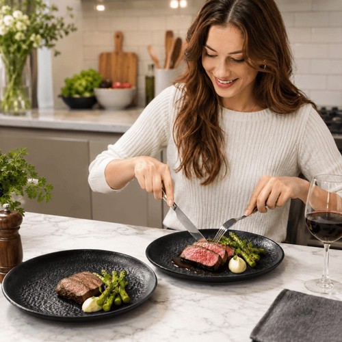 2pcs black melamine dinner - melamine,