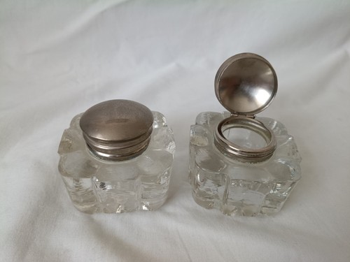 Pair inkwells vintage - pair, of
